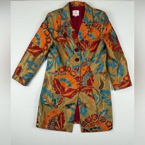 Women’s Maria Pucci Jacquard Button Up Coat with Shoulder Pads